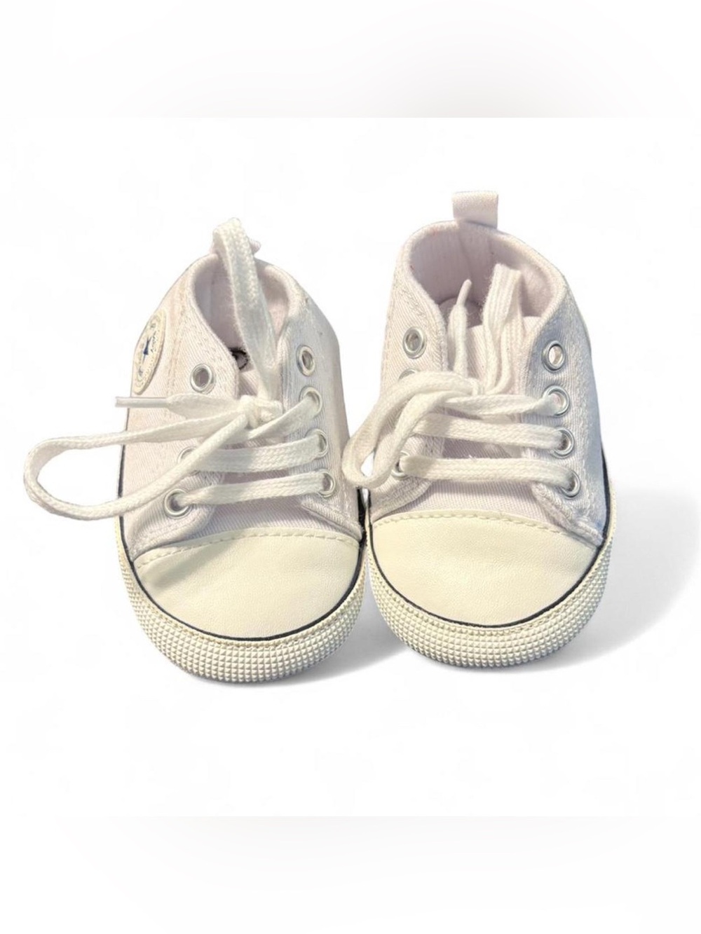 White baby converse inspired trainer sneakers size 6-12 month infant